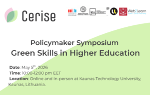 Poster of CERISE Policymaker Symposium on Green Skills in Higher Education